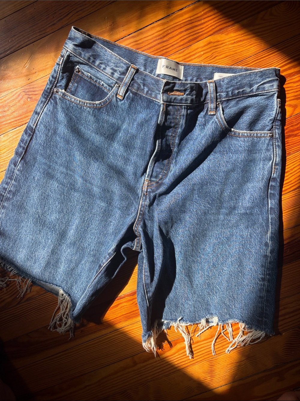 Frame Denim Women's Dark Blue Cutoff Denim Shorts
